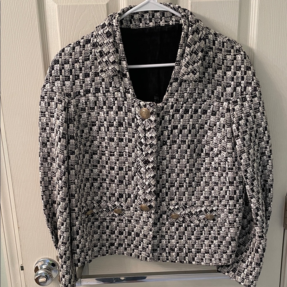 Valentino Black and White Checkered Blazer
